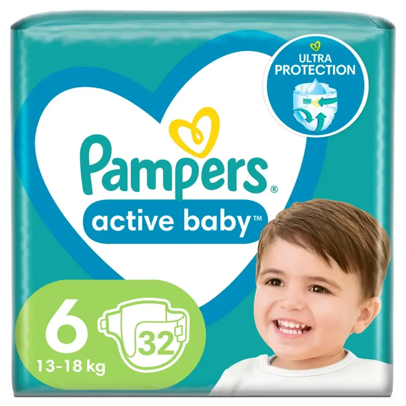 Pampers active baby Scutece Marimea 6 13-18 Kg 32 bucati
