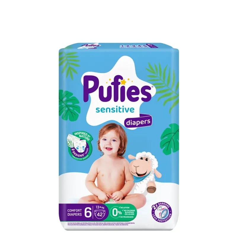 Pufies Fashion & Nature Scutece Nr. 6 pentru 13 + Kg