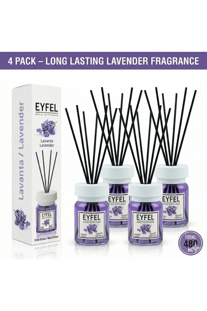 Room Freshener with Sticks, Lavender, 120ml x4