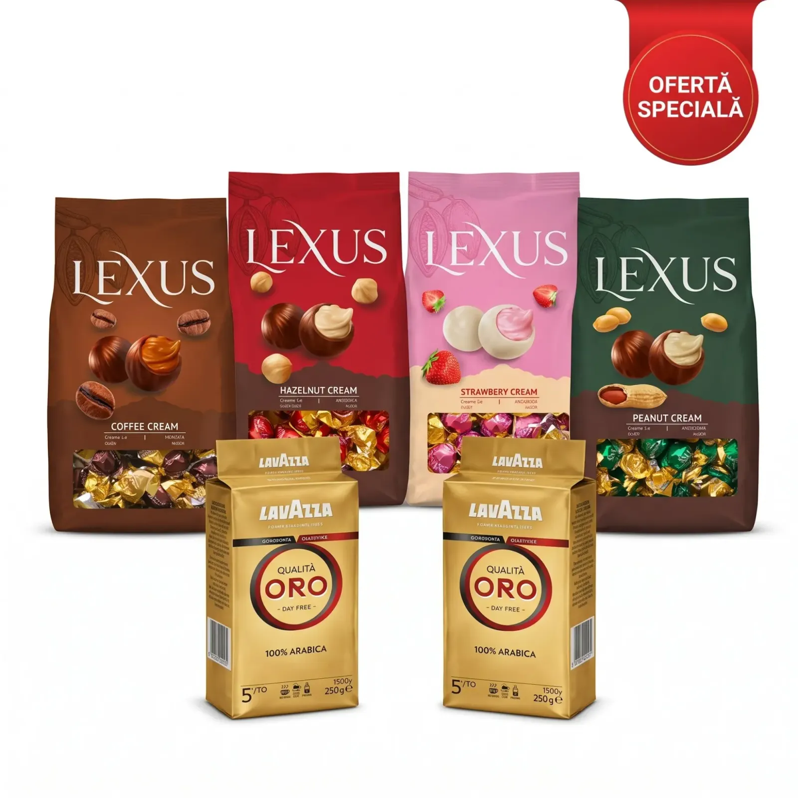Lavazza Qualità Oro Coffee (2x250g) & Lexus Chocolate Premium Gift Set 4x1kg