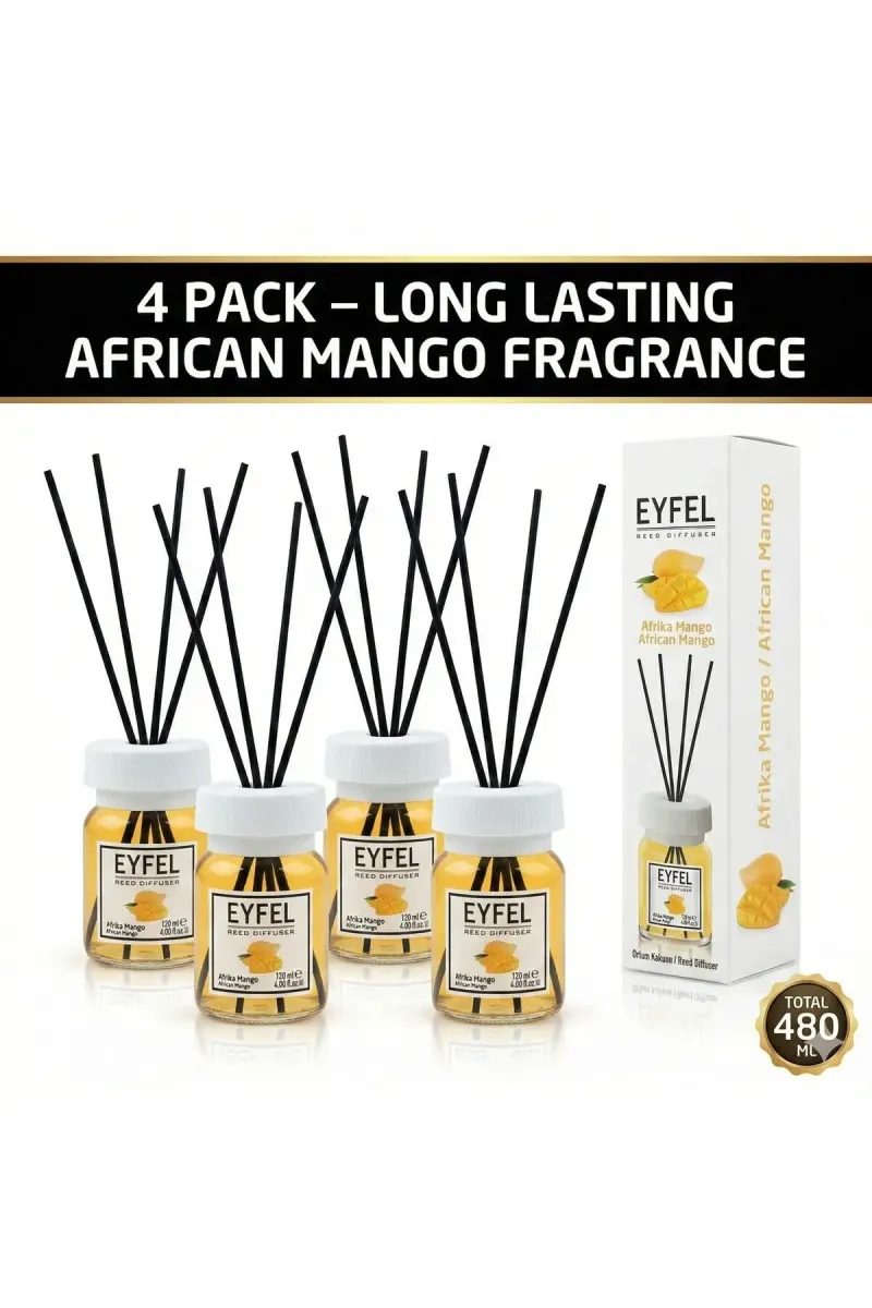 Room Freshener with Sticks, African Mango, 120ml x4