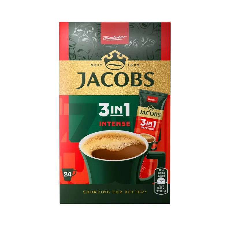 JACOBS Cafea Instant 3 in 1 Intense 24 x 11,1 g