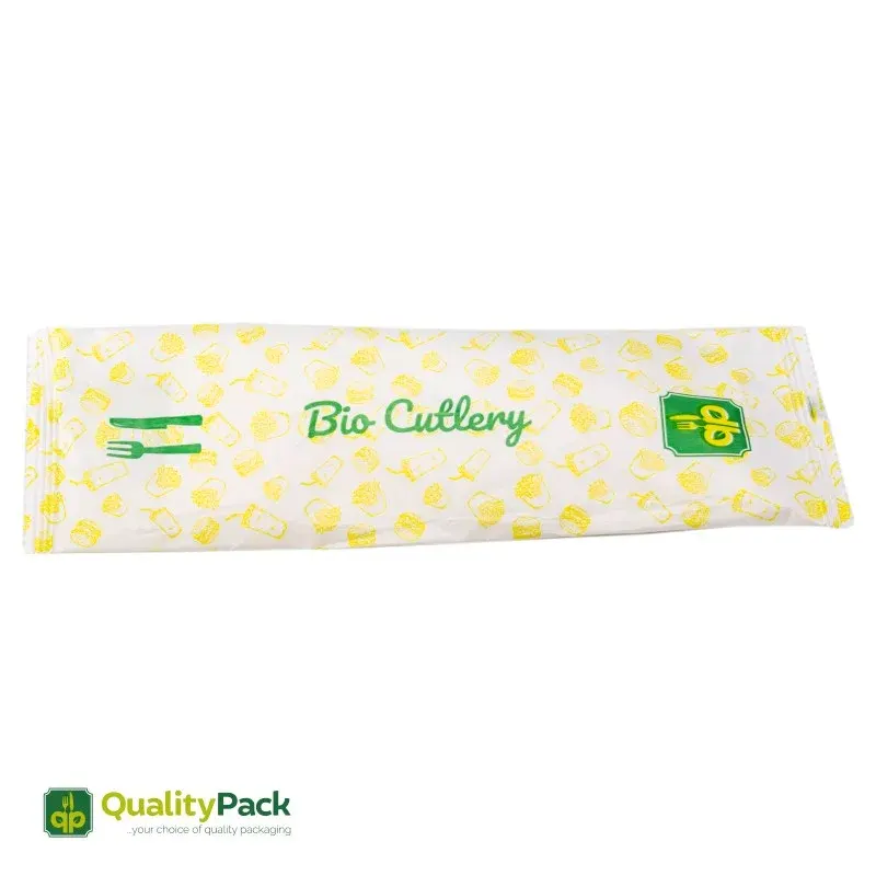 QualityPack Tacamuri Biodegradabile Furculita, Cutit si Servetel 50 Seturi
