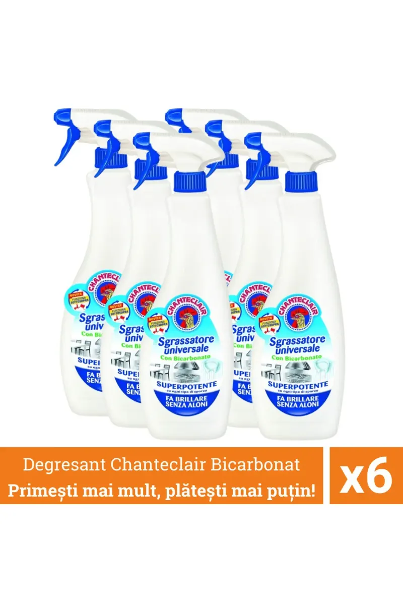 Promo Pack 6 X Chanteclair Universal Degreaser Bicarbonate, Spray, 600 ml