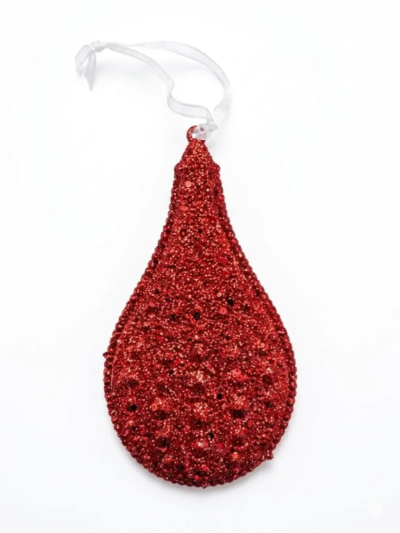 Decoratiune cu Glitter Rosu 6,5 x 12 x 2 cm