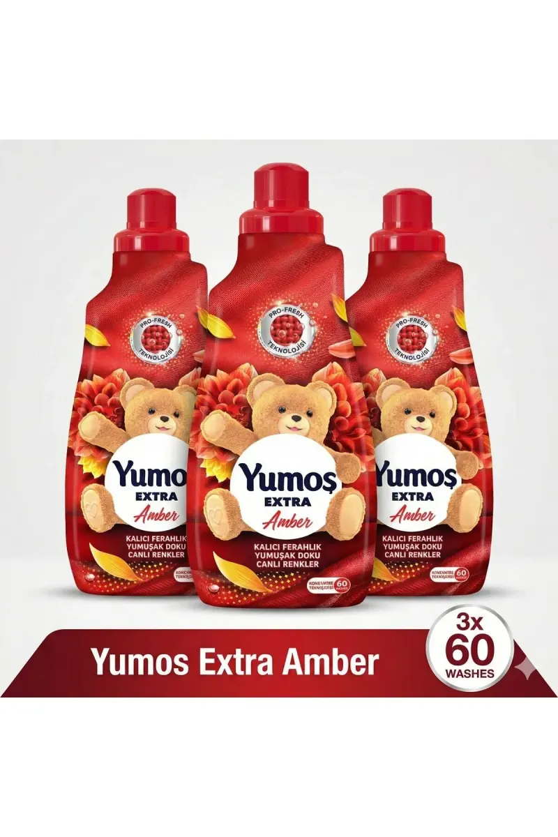 Yumos Extra Amber Concentrated Fabric Softener 1440ml X3