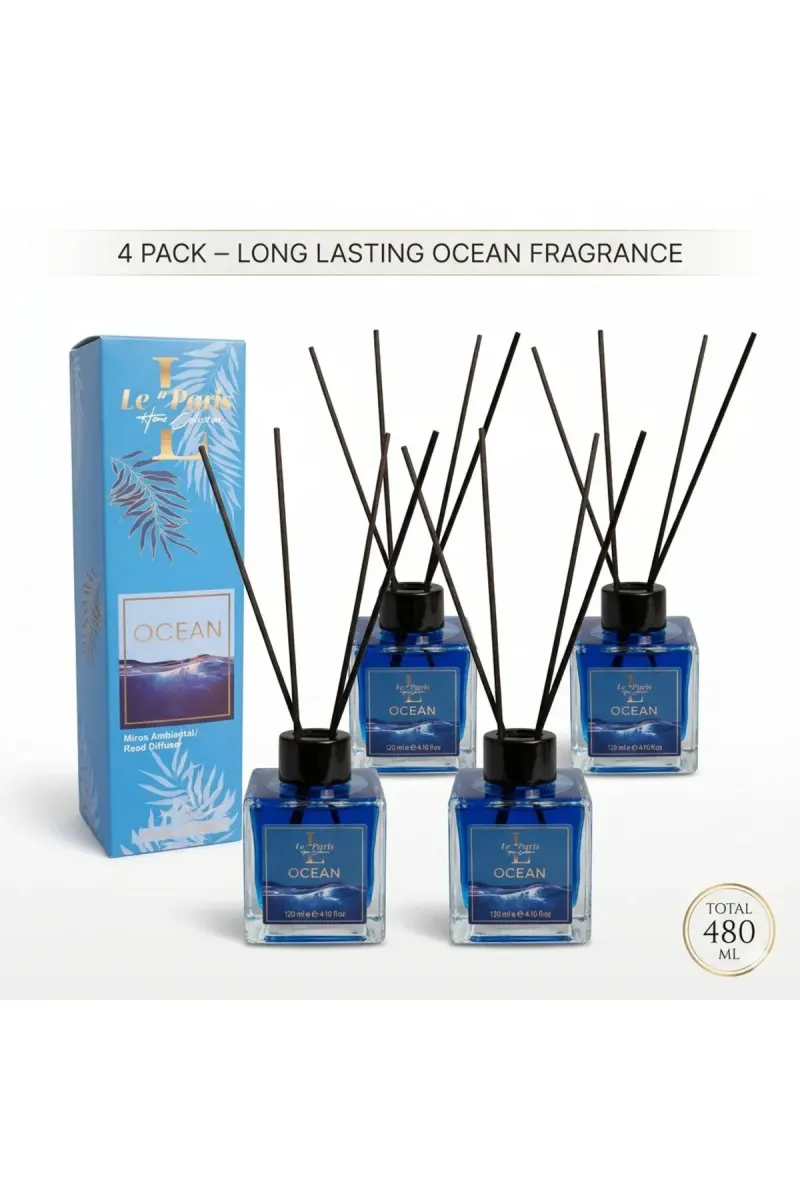 Premium Reed Diffuser 4x120ml, Long-Lasting Scent - Ocean