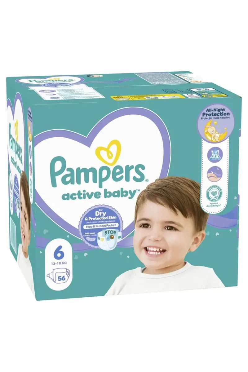 Scutece Pampers Activ Baby, nr 6,13 -18 kg, 56 buc