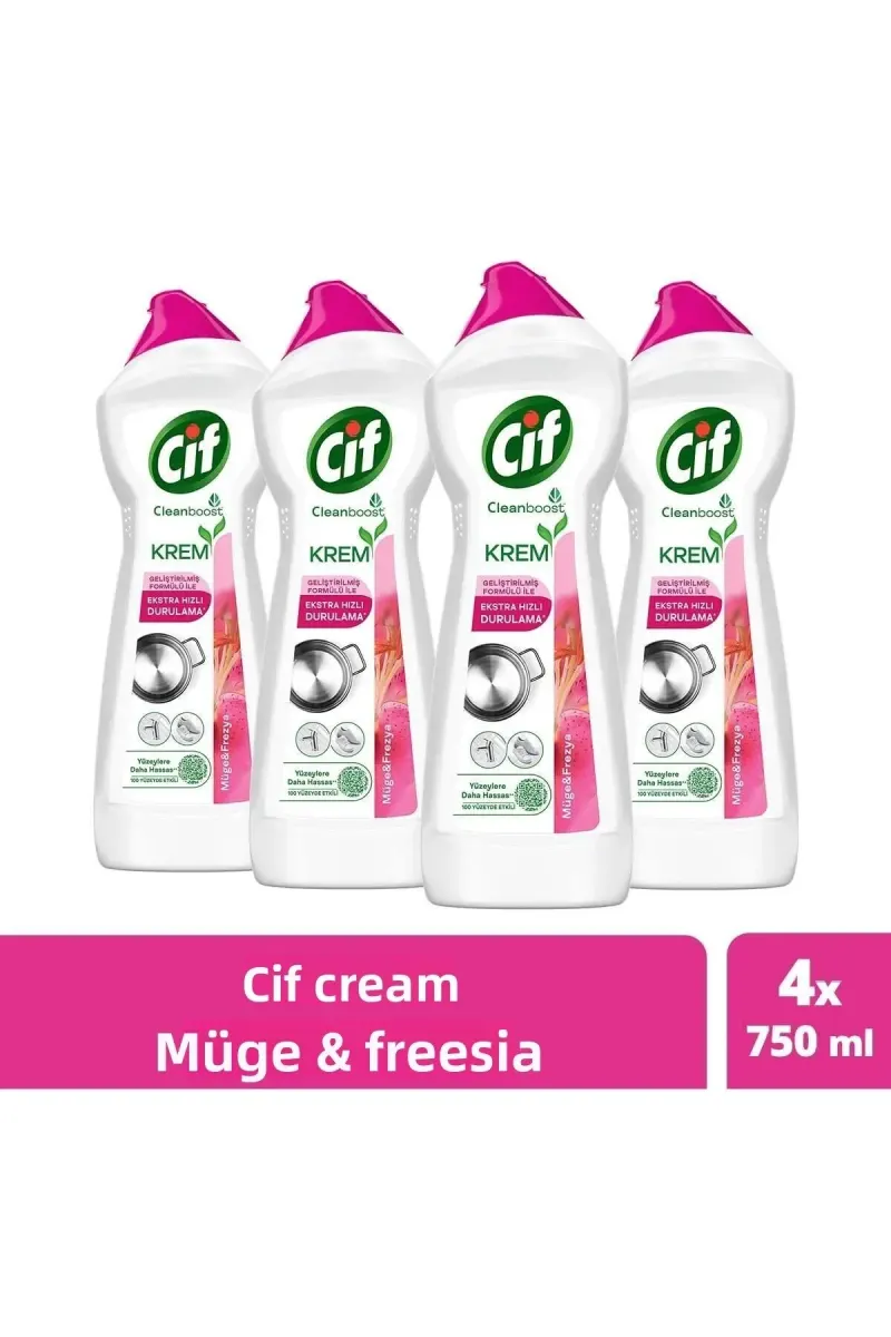Cream Surface Cleaner Freesia and Mugwort Flower Chlorine Dye Phosphate Paraben Free 750ml 4Pcs