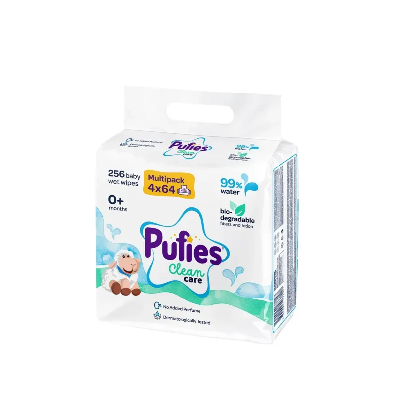 Pufies Clean Care 64 Servetele Umede 99% Apa 4 bucati