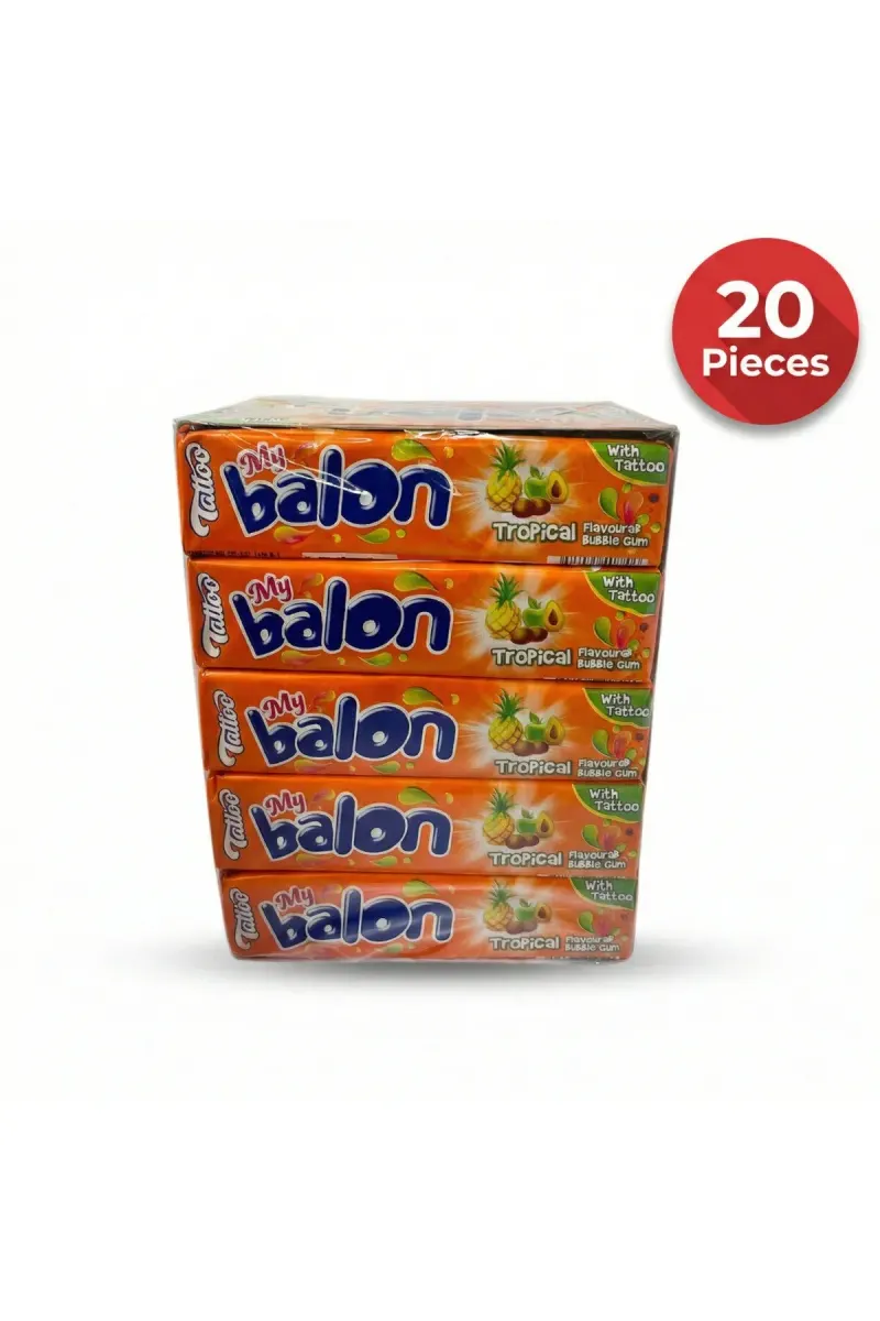 My Balon Fruit Bubble Gum with Tattoos. Delicious flavors & fun inside! - 20 PCS -