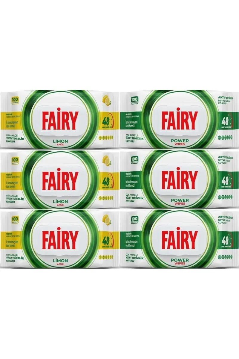 Surface Cleaning Towel 100 Sheets Lemon Oil & Active Oxygen (Set of 6) 600 Sheets Mixed