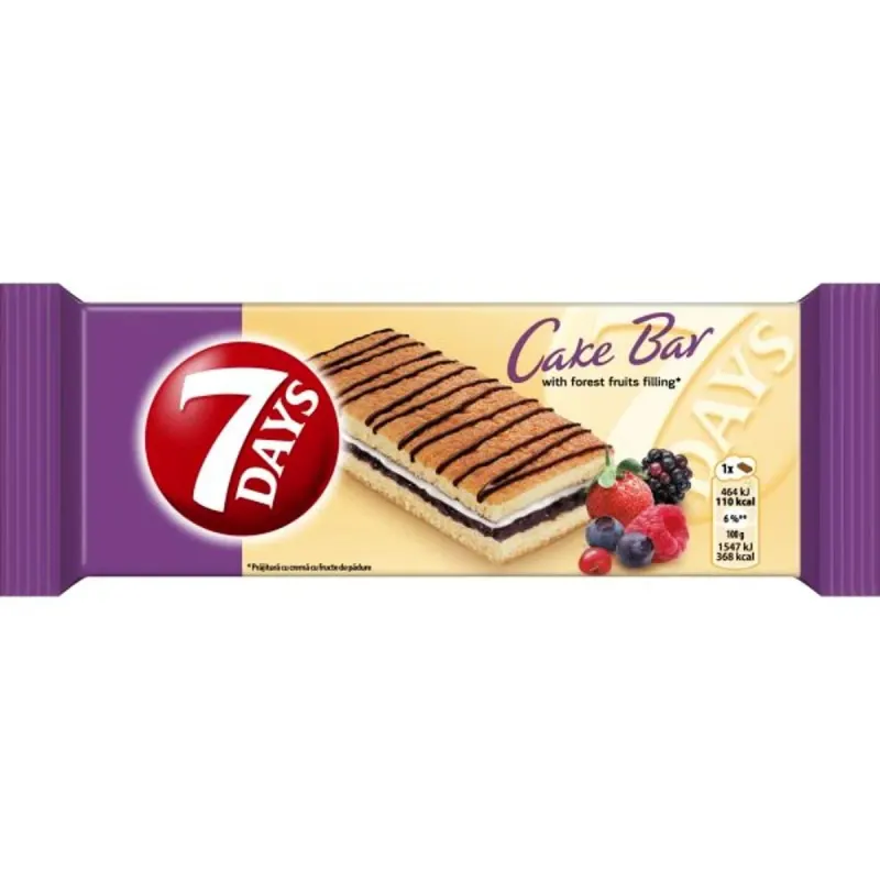7 DAYS Cakebar Prajitura Vanilie & Fructe Padure 16 x 30 g