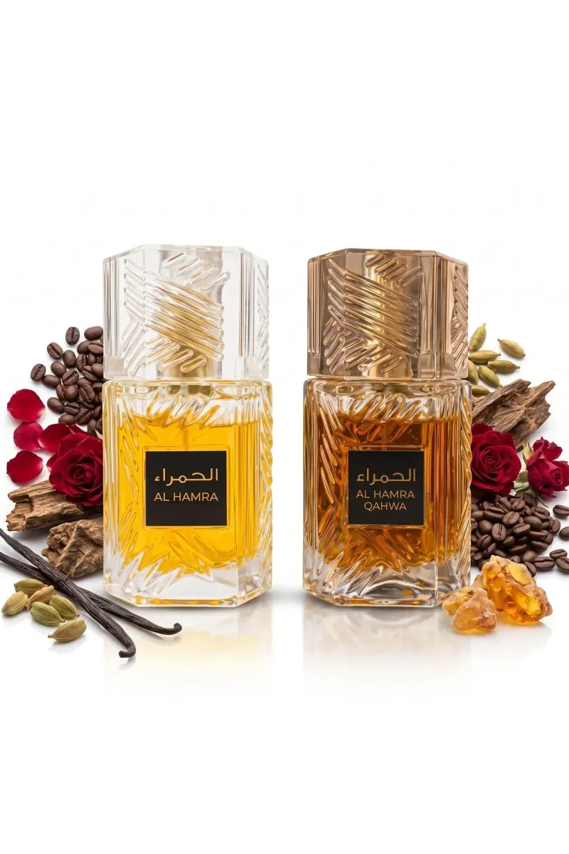 Set of 2 Oriental Perfumes (Man + Woman) 100ML - Al Hamra + Al Hamra Qahwa