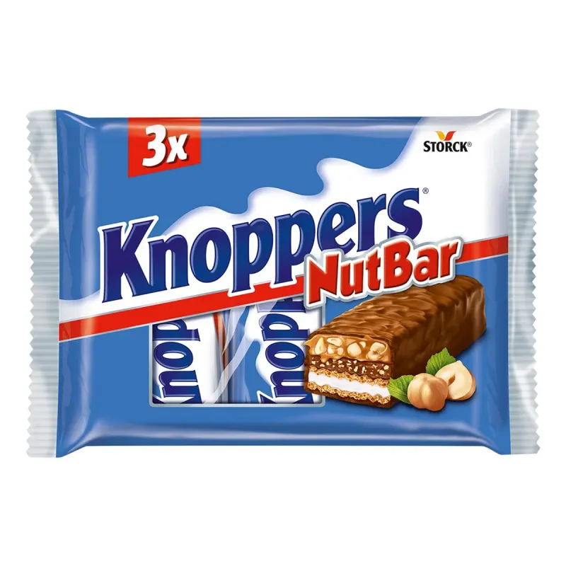 KNOPPERS Baton cu Napolitane si Crema de Lapte si Alune de Padure 3 x 40 g
