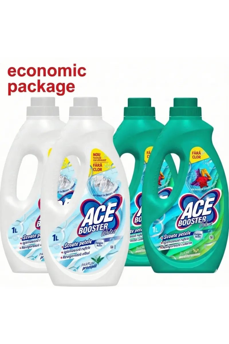 Booster Laundry Stain Remover Bundle - Economic 4-Pack (4 x 1L)