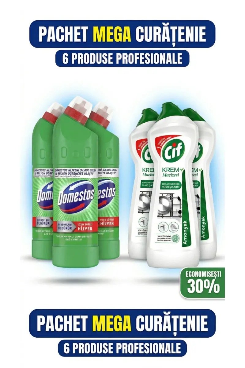 Mega Pack 3xDomestos 750ml+3xCif 750ml