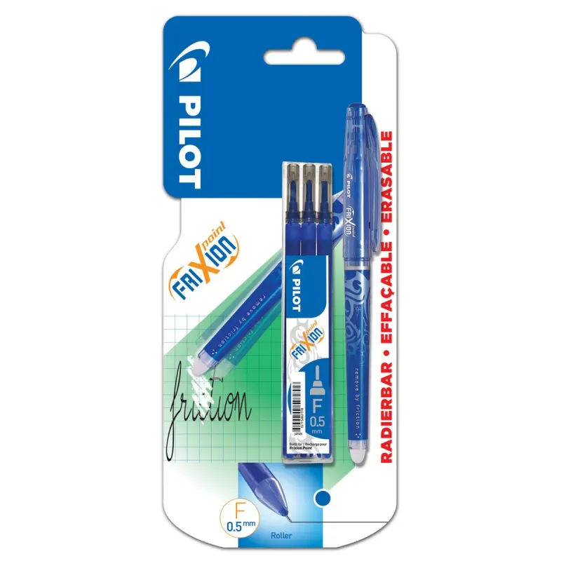 PILOT Frixion Roller Point 0,5 mm + 3 Rezerve Cerneala Albastra