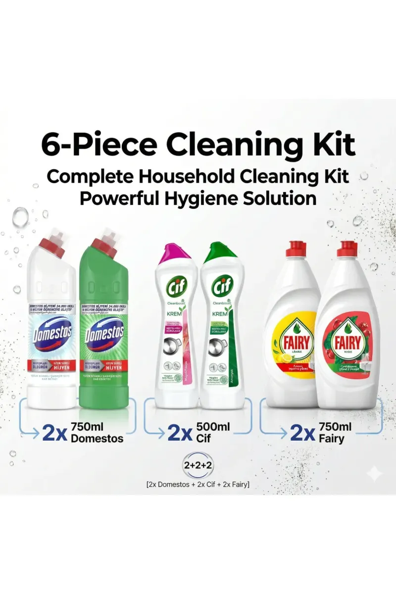 6-Piece Home Set: 2x Domestos 750ml, 2x Cif 500ml, 2x 750ml