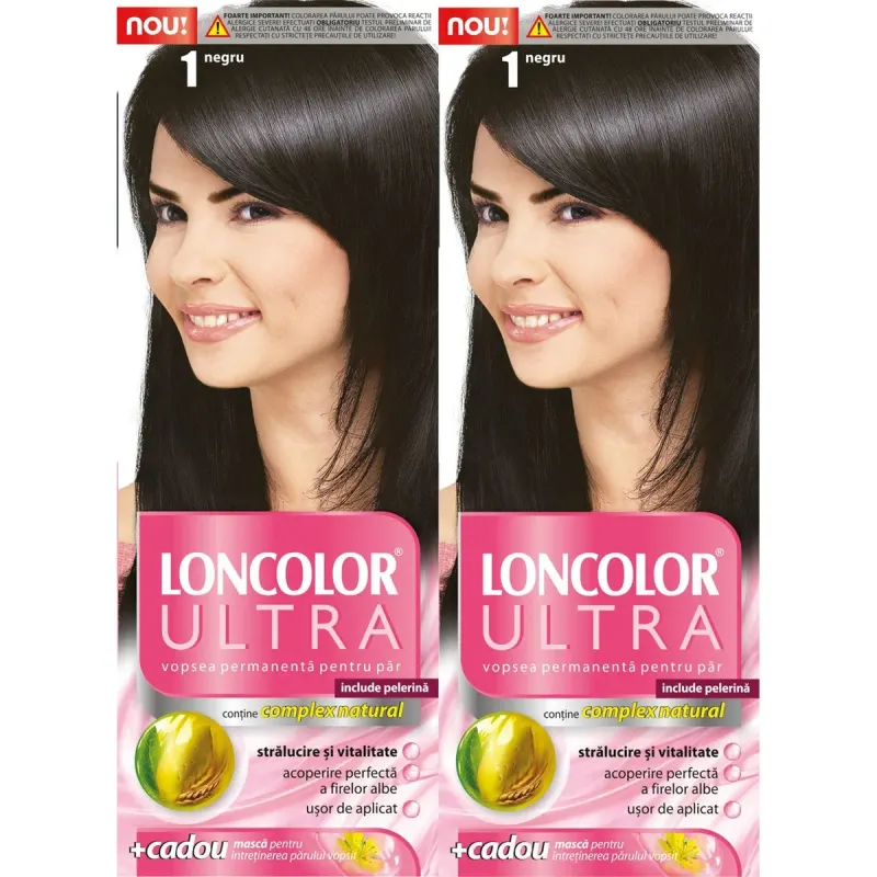 LONCOLOR ULTRA Vopsea de Par Nuanta 1 Negru 2 x 100 ml