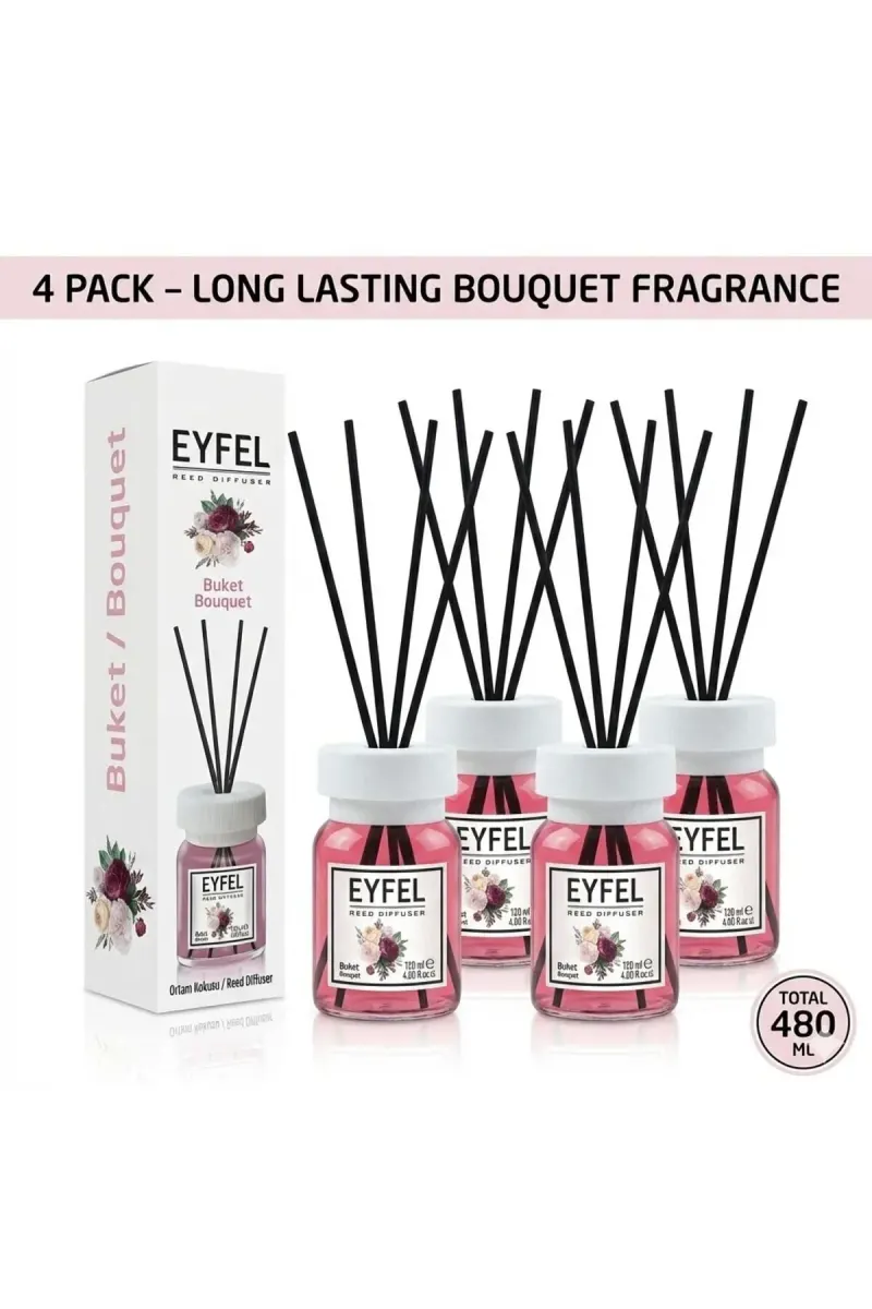Room Freshener with Sticks, Bouquet, 120ml x4