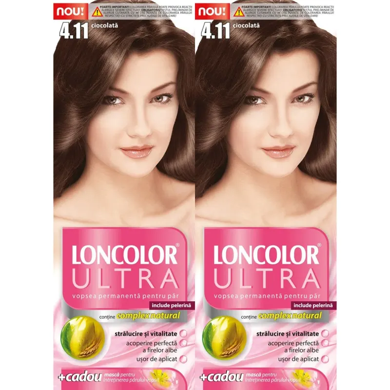 LONCOLOR ULTRA Vopsea de Par Nuanta 4.11 Ciocolata 2 x 100 ml