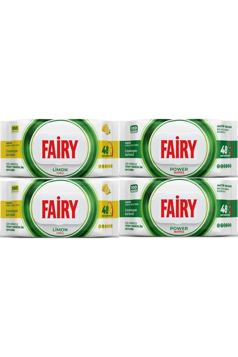 Surface Cleaning Towel 100 Sheets Lemon Oil & Active Oxygen (Set of 4) 400 Sheets Mixed