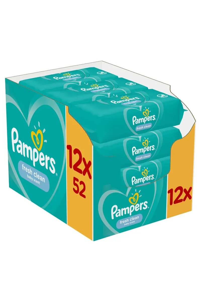 Fresh Clean Wet Wipes, 12 packs x 52, 624 pcs