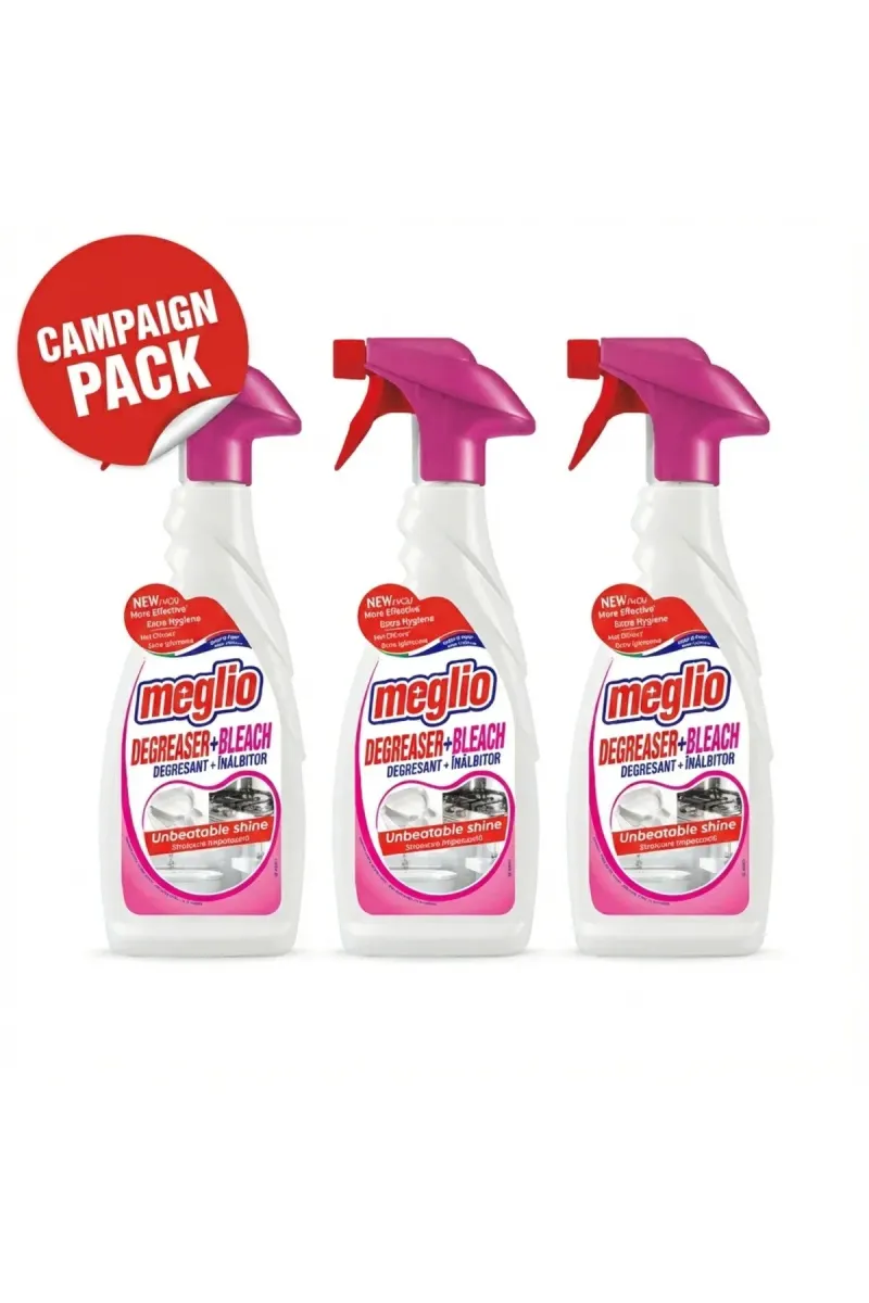 Spray, degreaser, with bleach, sanitizing foam, 3 x 650 ml
