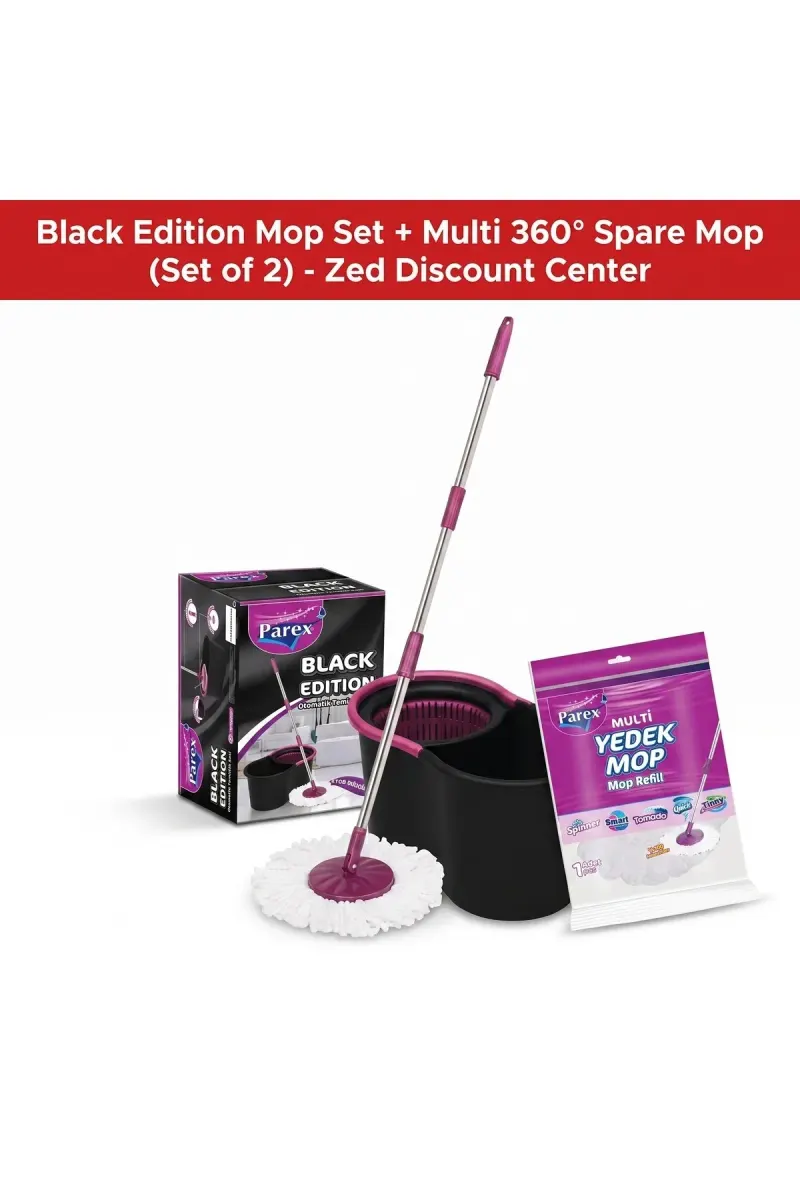Black Edition Mop Set + Multi 360° Spare Mop (Set of 2)