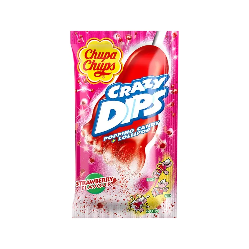 Chupa Chups Crazy Dips Acadele Capsuni 24 x 14 g