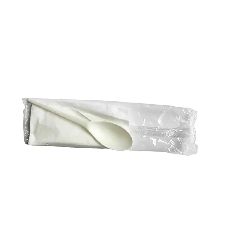 BEST PACKING Linguri Biodegradabile Ambalate Individual cu Servetel Inclus 100 bucati