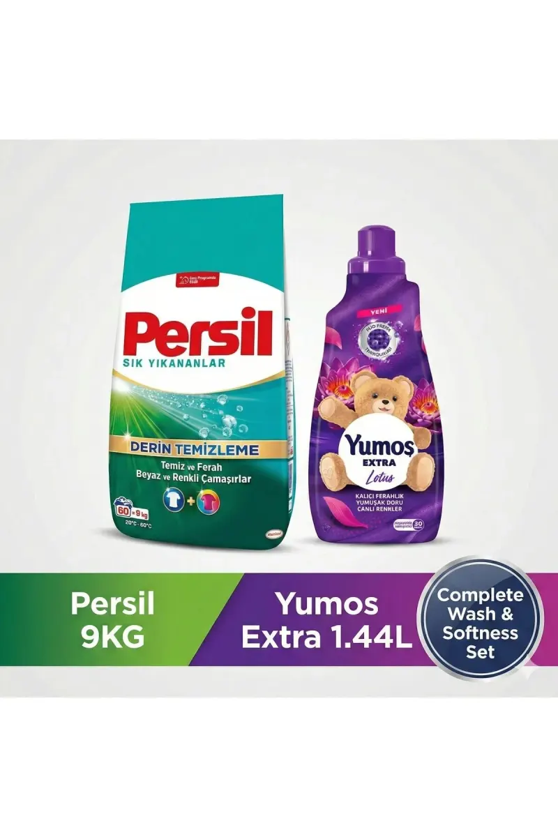 Washing Set: Powder 9kg + Yumos Extra Lotus Concentrated Fabric Softener 1440ml