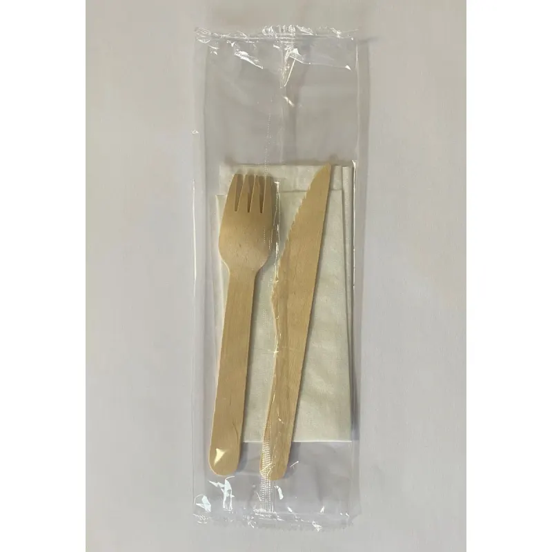 BEST PACKING Tacamuri din Lemn cu Furculita Cutit si Servetel