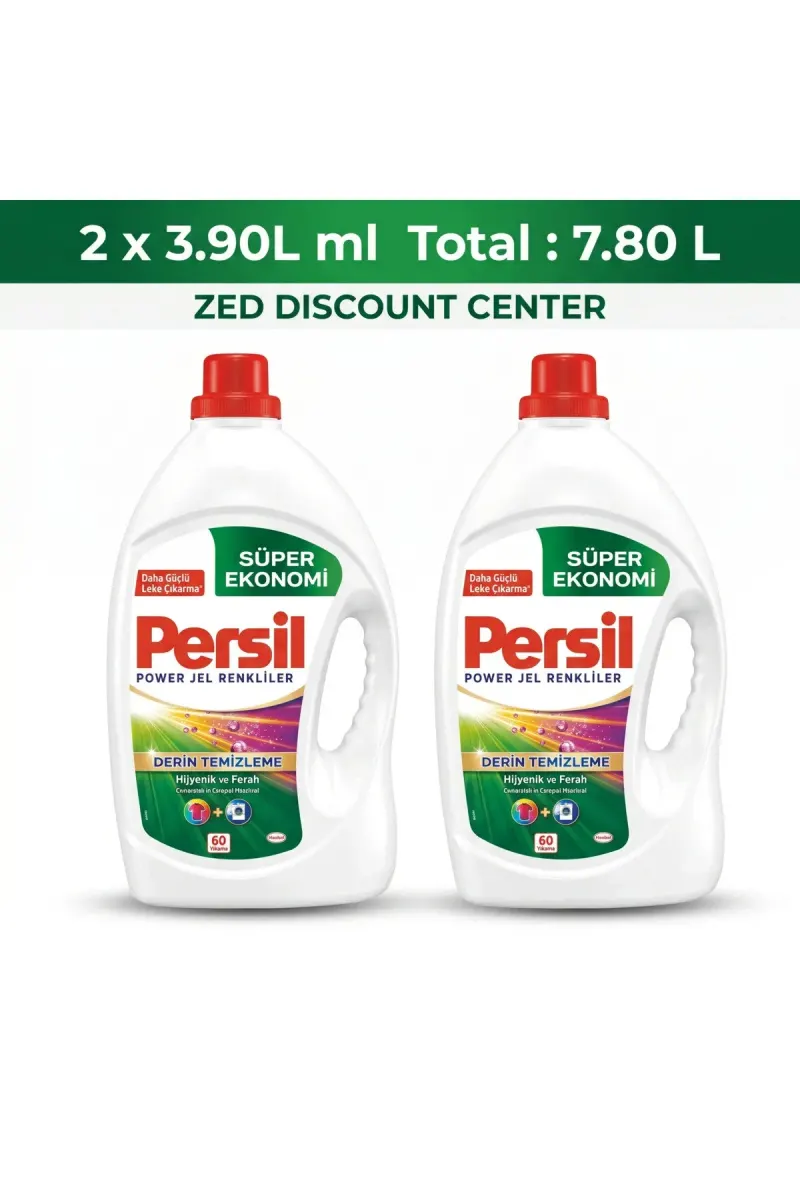 Power Gel Color Liquid Laundry Detergent, 2x3.9L (7.8L) 120 Washes