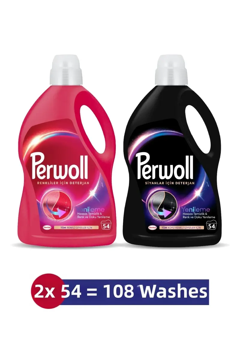 Siyah & Renkli Hassas Sıvı Çamaşır Deterjanı 2.97L 2'li set (108 Yıkama)