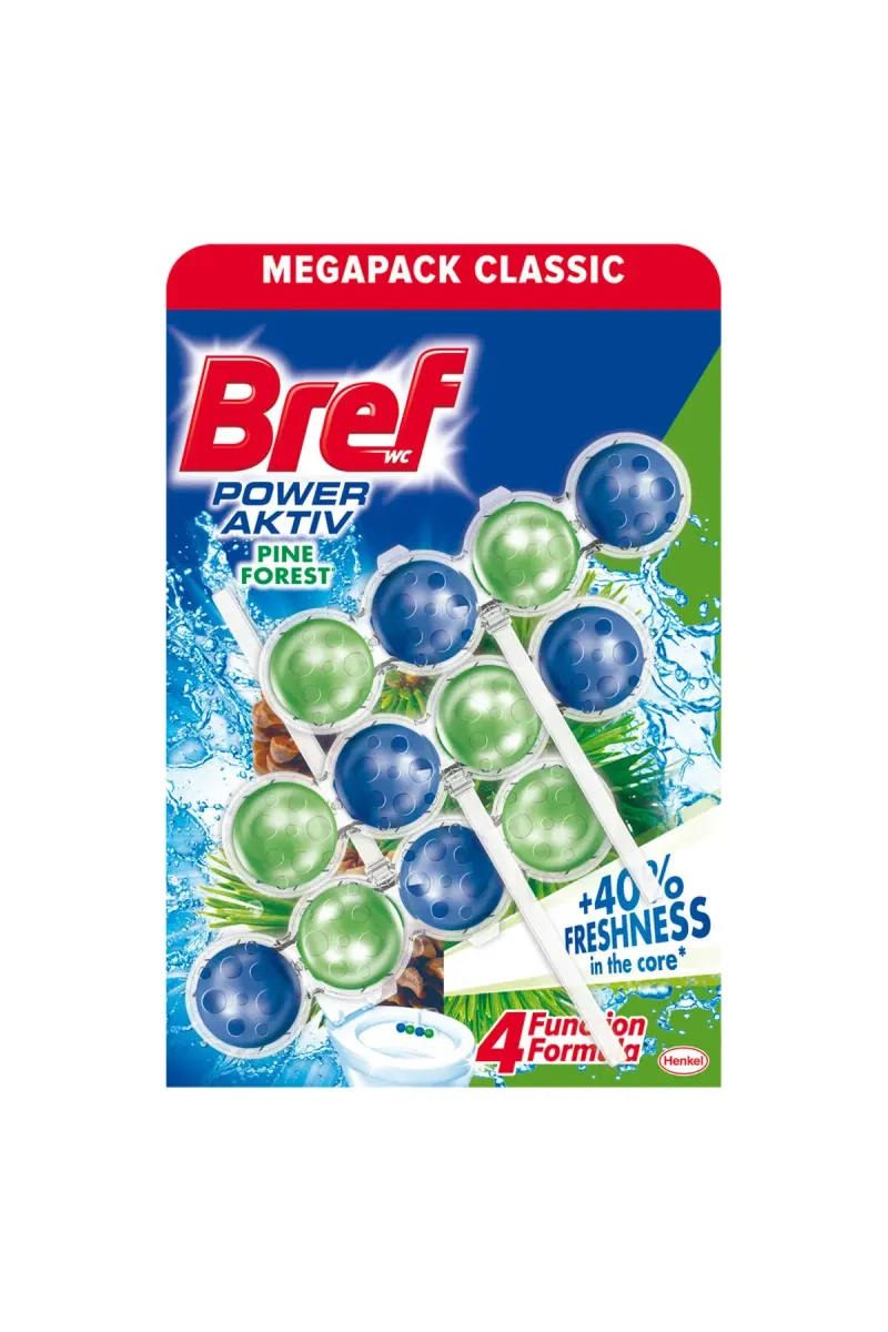 Bref Power Aktiv Pine Toilet Air Freshener, 3X50 g