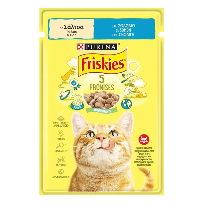 Friskies Hrana Umeda pentru Pisici cu Somon in Sos 85 g