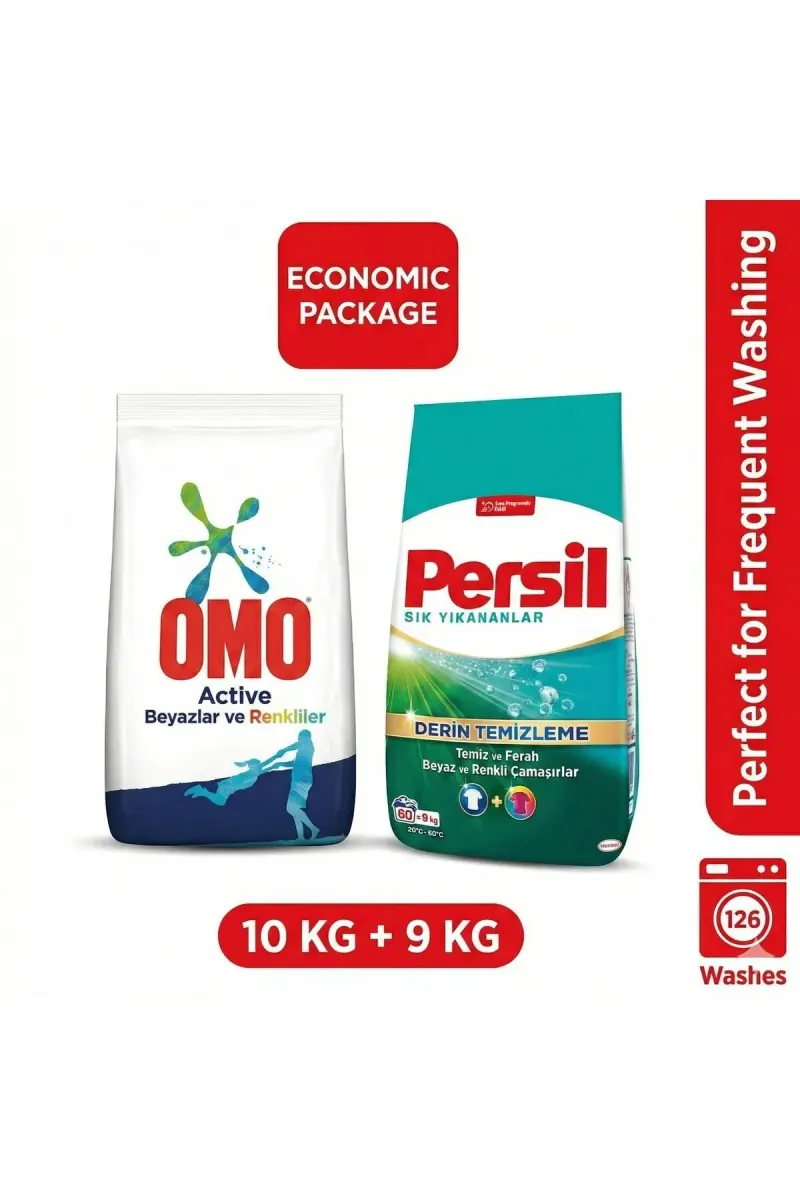 Pack: Laundry Detergent Color and White 9kg + Omo Active White and Color 10kg