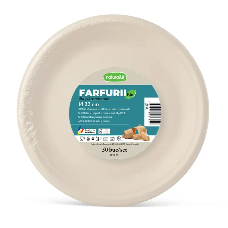 NATURALLE Set 50 Farfurii 1 Compartiment 22 cm