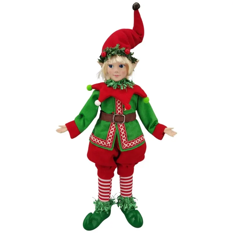 Bufon Lux Baiat Elf Decor Rosu si Verde 43 cm