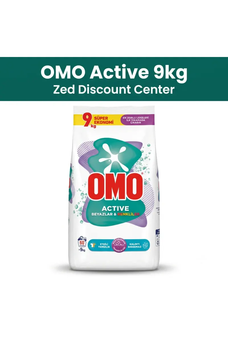Active Powder Laundry Detergent for Whites and Colors, 9 kg
