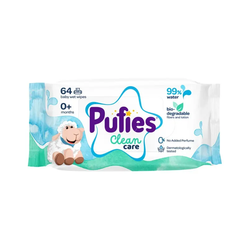 Pufies Clean Care 99% Apa 64 Servetele Umede