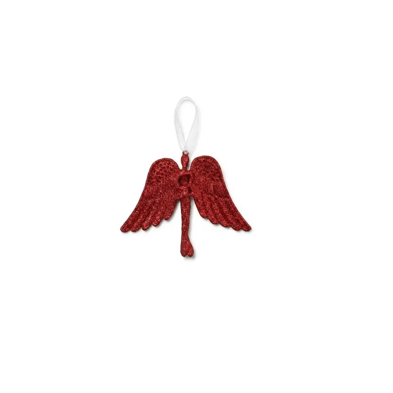 Decoratiune Ingeras cu Glitter Rosu 15 x 11 x 1,5 cm