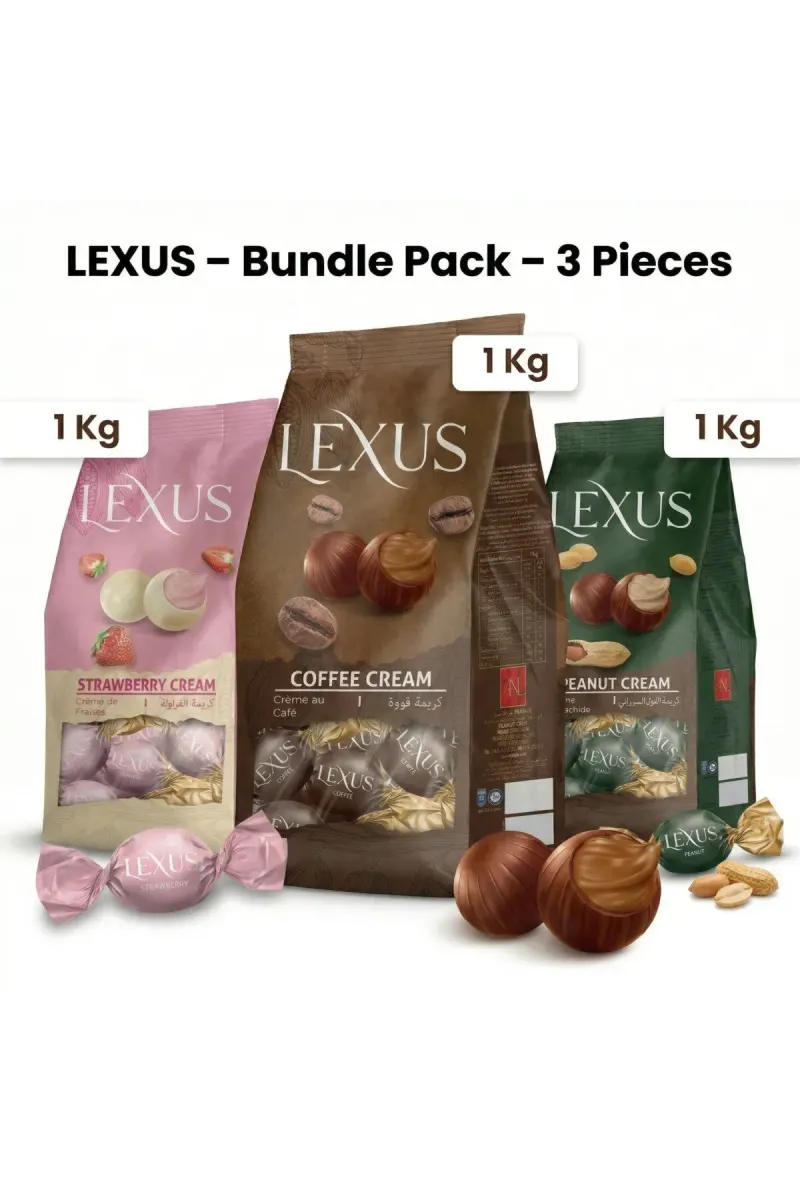 Chocolate Cream Candy Bundle 3x1kg – Strawberry, Coffee & Peanut Mix