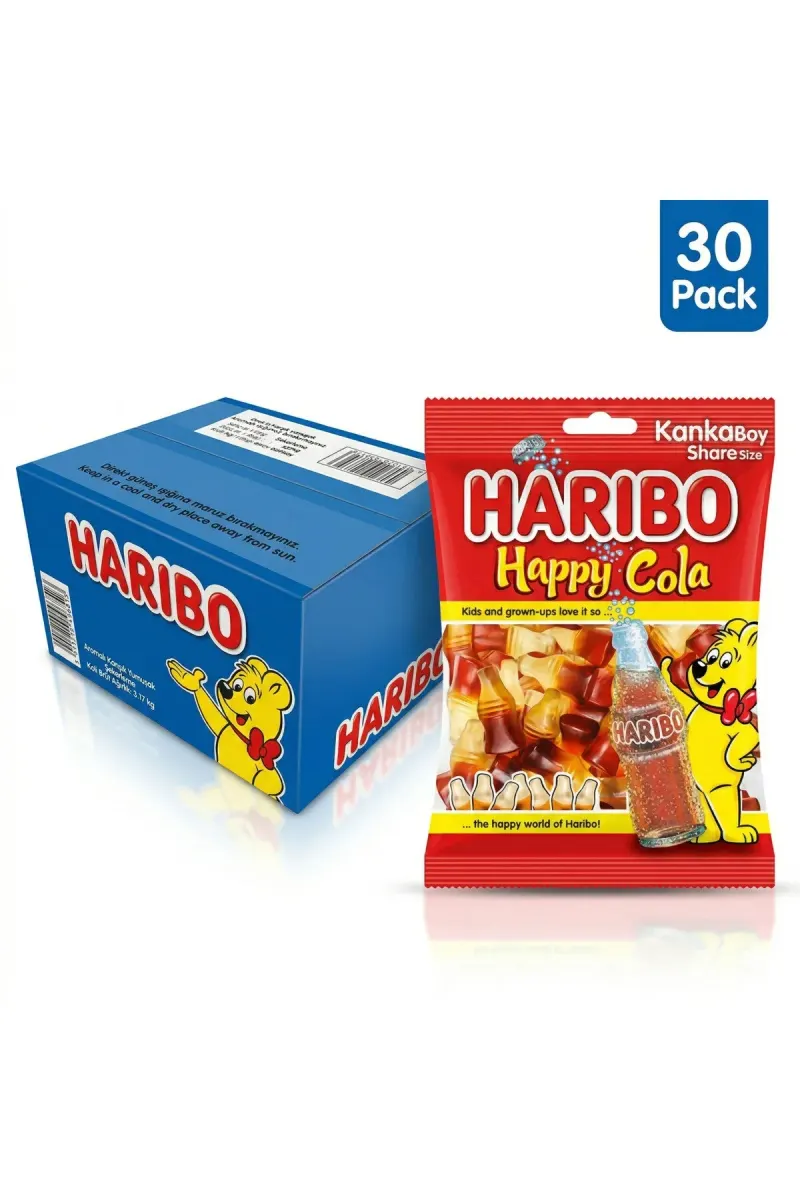Happy Cola Halal Gummies Box - 30 x 80g Value Pack | Premium Candy for Kids & Adults