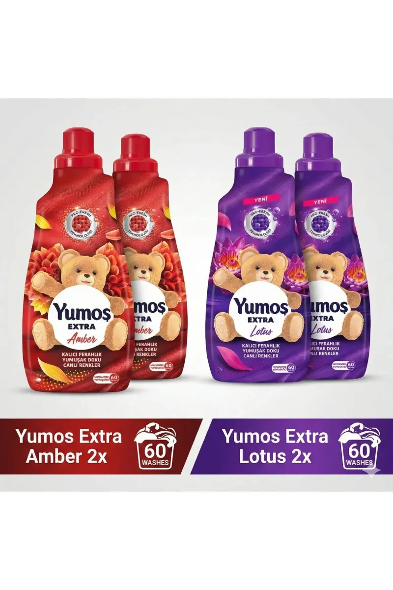 Concentrated Fabric Softener Yumos Extra Amber X2 + Yumos Extra Lotus X2