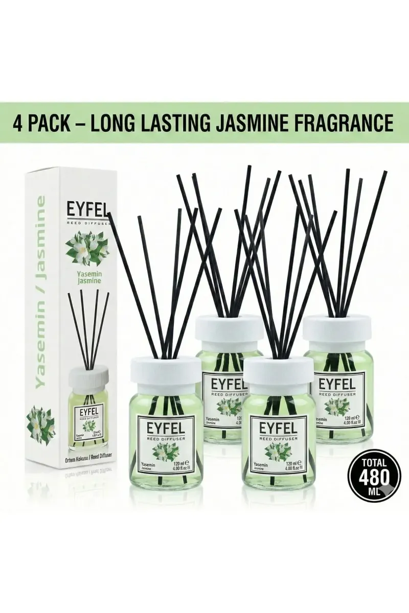 Room Freshener with Sticks, Jasmine, 120ml x4