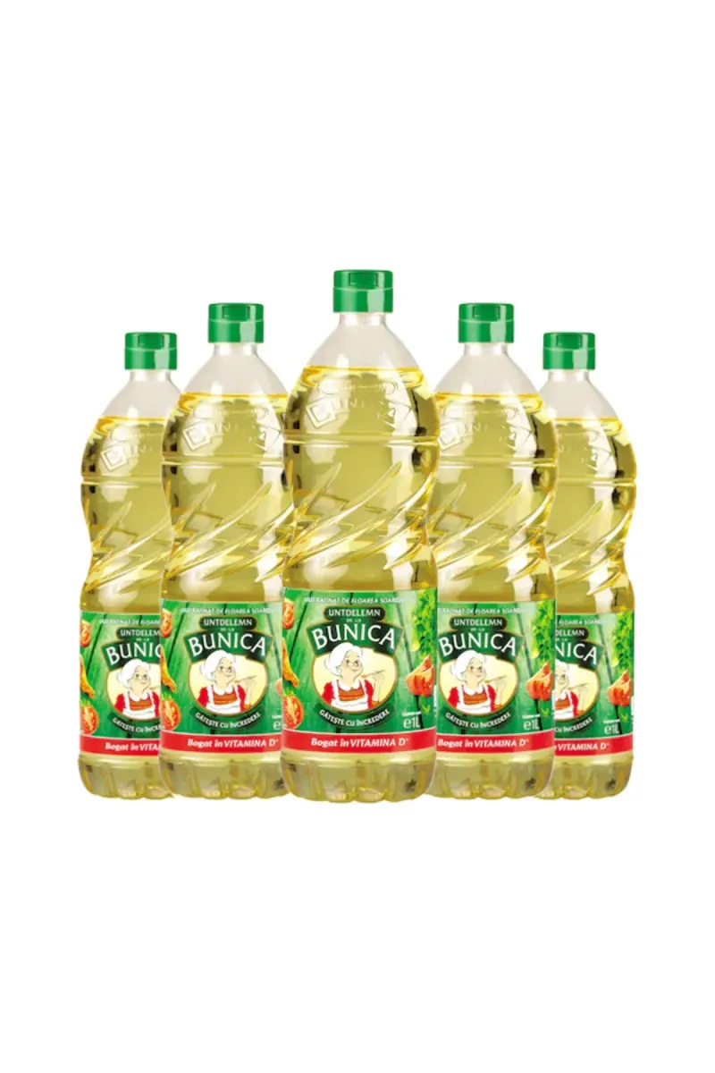 Set of 6 bottles of sunflower oil with vitamin D Grandma's Oil 1 L