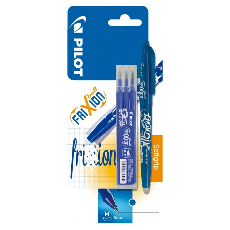 PILOT Frixion Roller Albastru 0,7 mm + 3 Rezerve Albastru